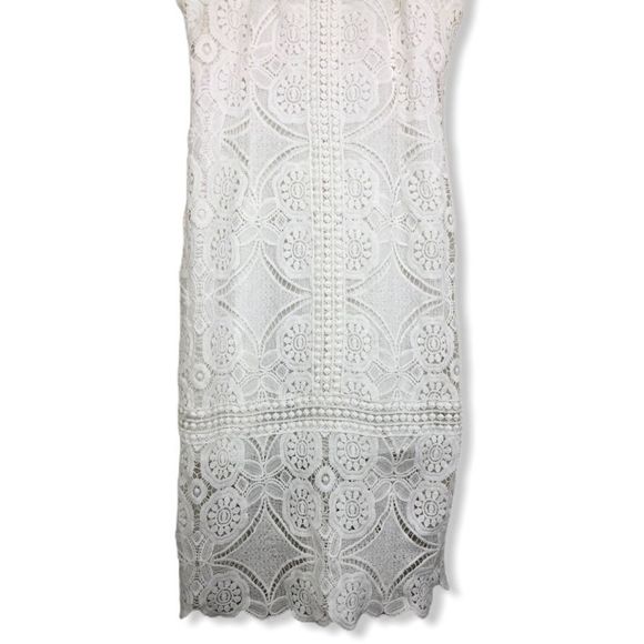 J.O.A White Sleeveless Square Neck Lace Midi Dress size Medium - Picture 6 of 15
